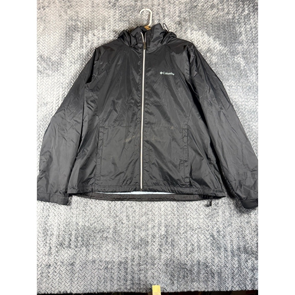 Columbia Omni-Shield‎ Switchback IV Jacket Womens XL Black Hooded Hiking Zip Up